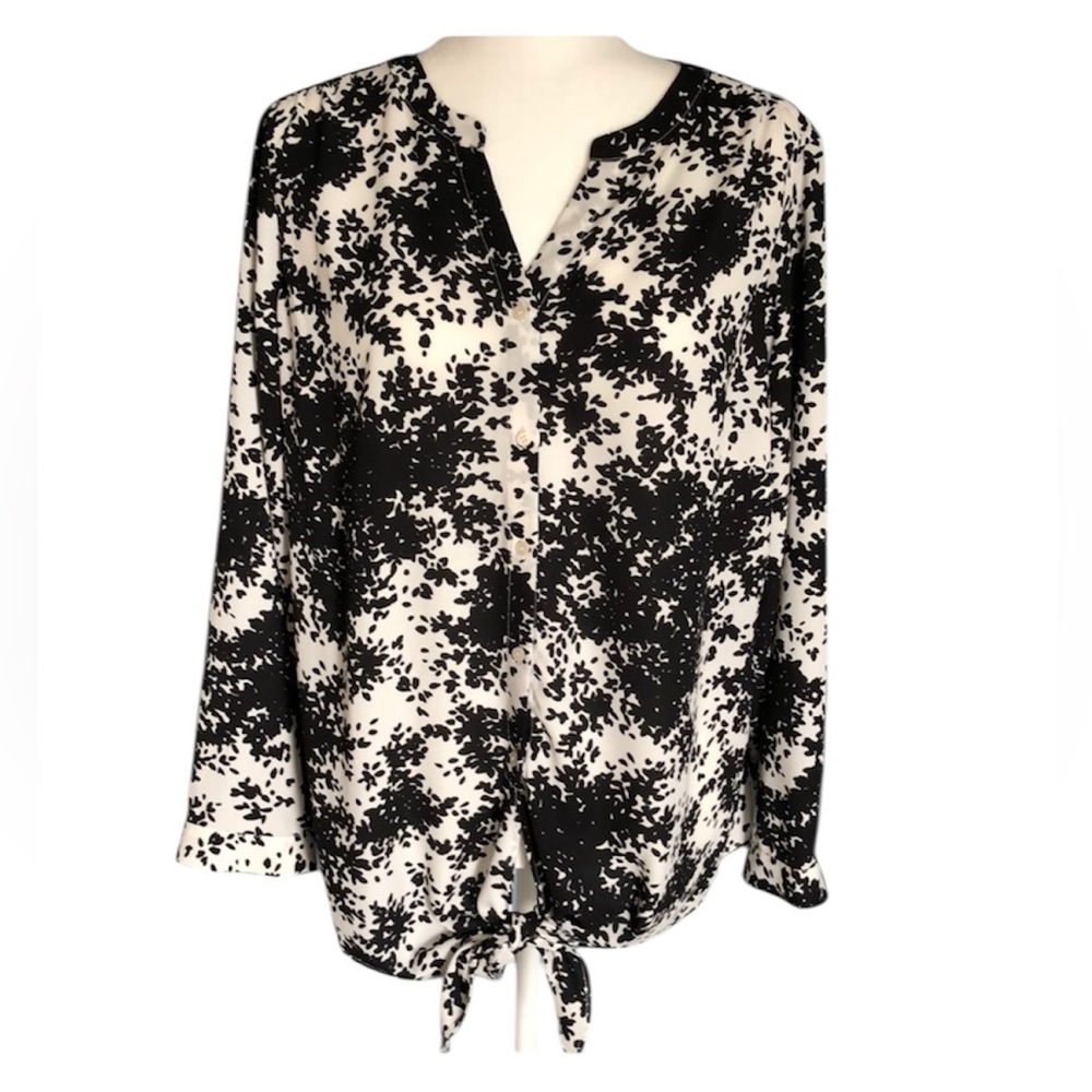 Talbots 1Xp Black and White Blouse